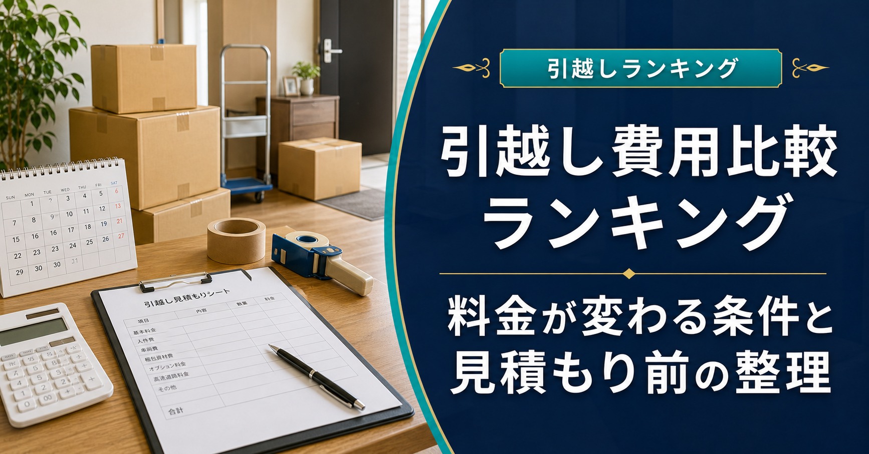 引越し費用比較ランキング｜料金が変わる条件と見積もり前の整理のアイキャッチ画像