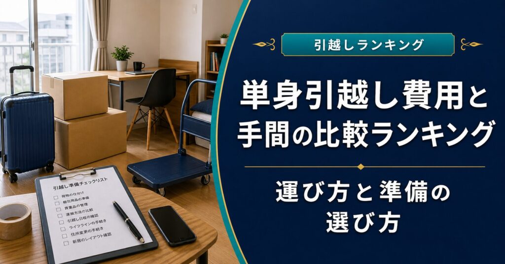 単身引越し費用と手間の比較ランキング｜運び方と準備の選び方のアイキャッチ画像