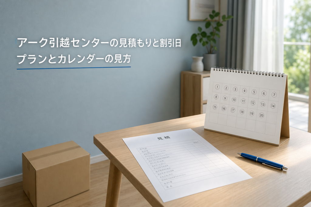 壁カレンダーと見積書を机に広げて引越し日を確認する場面